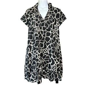 Tara Jarmon Floral Print Mini Dress Women’s Size 40 EU US 8 Cotton Blend Black